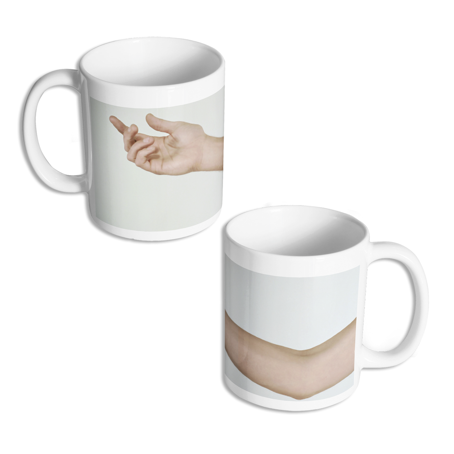 White ceramic mug featuring artwork from Spiritualized’s album Amazing Grace wrapped around the mug.