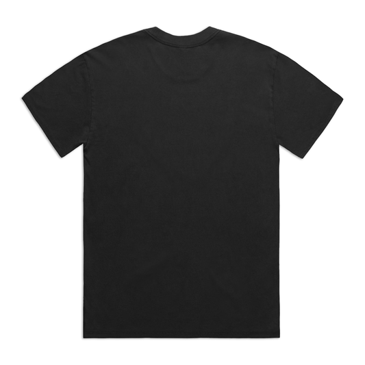 Back view of a black short-sleeve unisex T-shirt