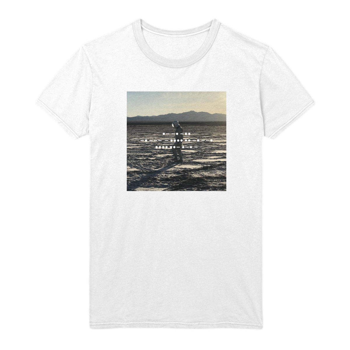 Front and back view of a white short-sleeve unisex T-shirt with ‘And Nothing Hurt’ album artwork printed on the front.