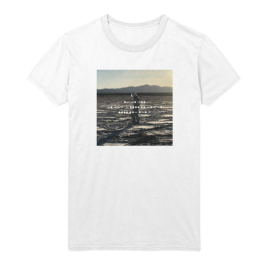 Front and back view of a white short-sleeve unisex T-shirt with ‘And Nothing Hurt’ album artwork printed on the front.