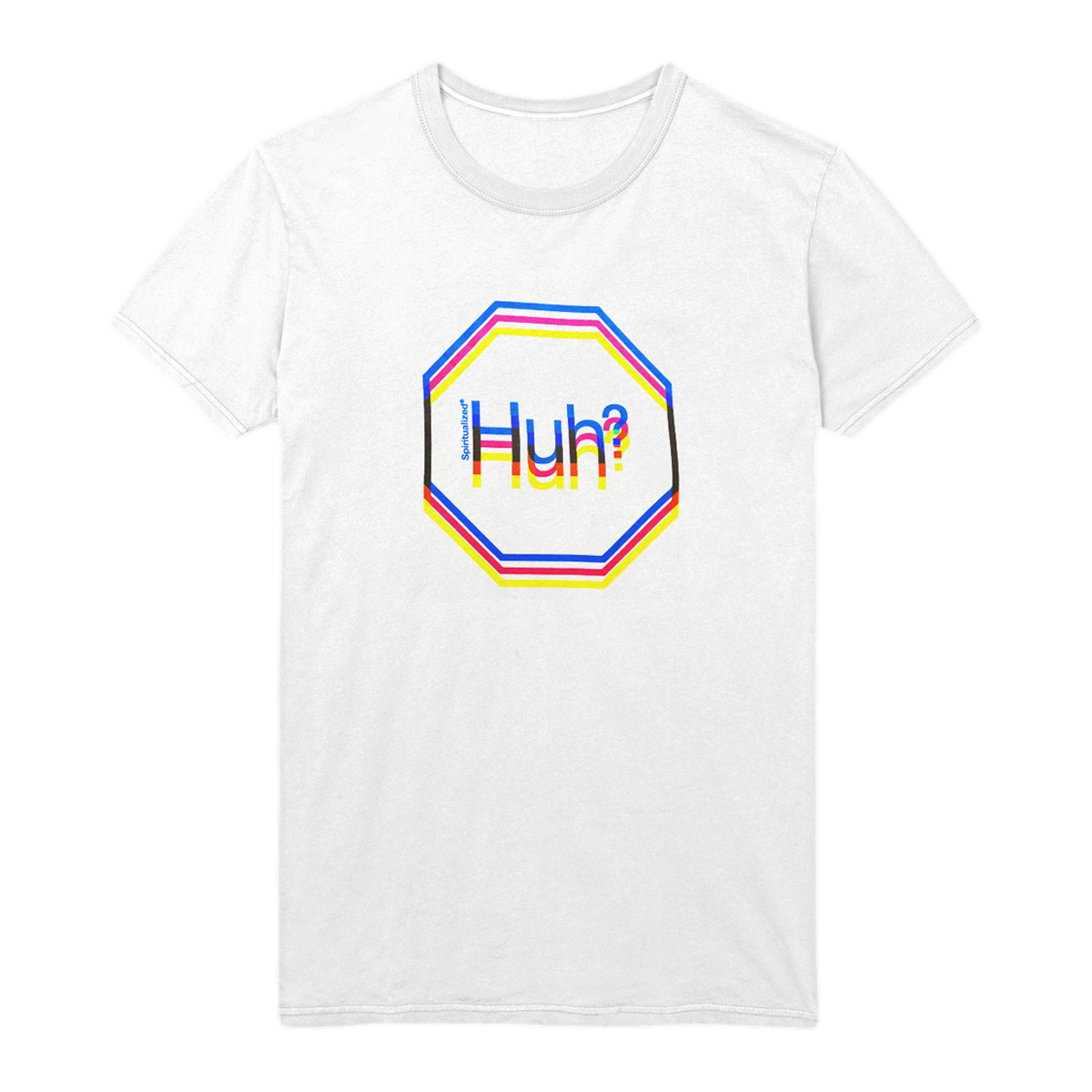 Huh? 3-Col Logo White Tee