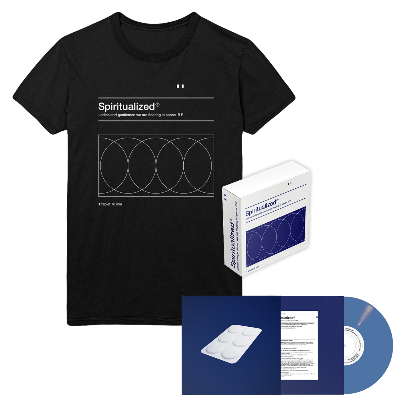 Ladies & Gentlemen Blue Vinyl and Pill Pack Black Tee